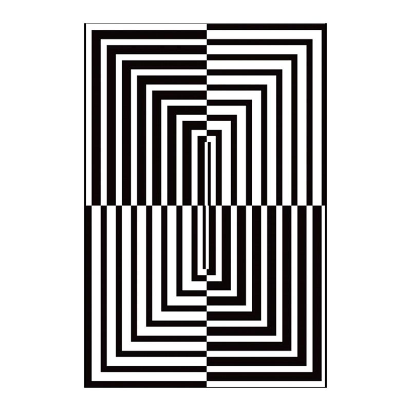 Black Modern Rug Polyester Abstract Print Rug Washable Rug for Living Room