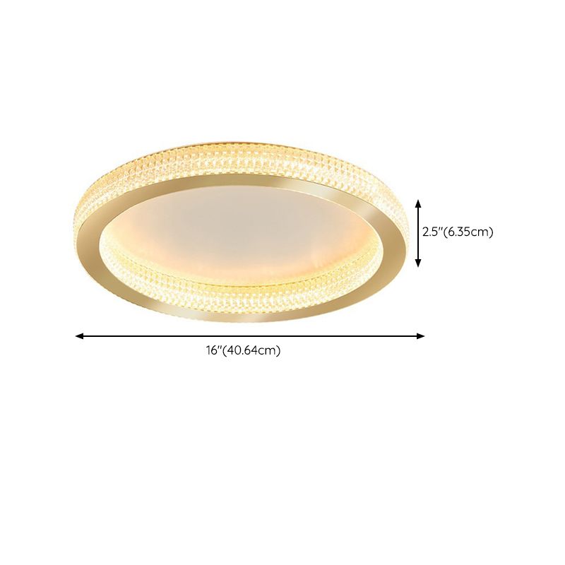 Gold Round Ceiling Mount Light LED Ceiling Light with Acrylic Shade for Bedroom