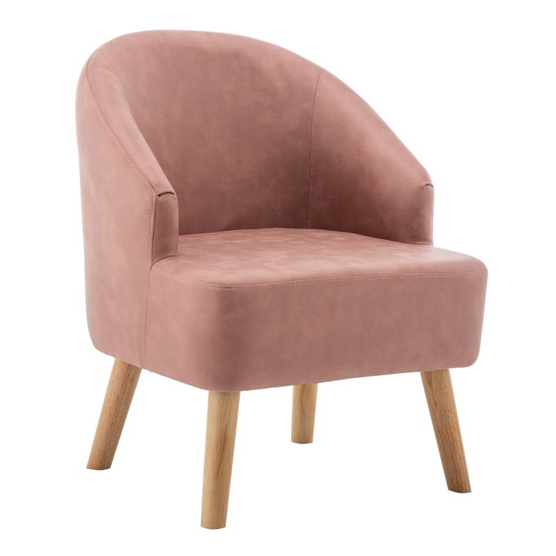 Faux Leather Chair Barrel Chair Solid Wood Frame Chair for Living Room