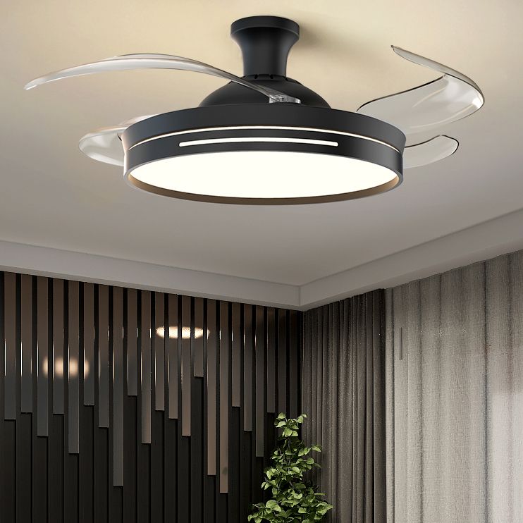 Frequency Conversion Fan Light Fixture Modern Living Room LED Semi Flush Ceiling Light