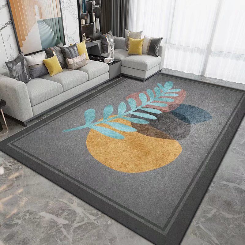 Dark Brown Carpet Polyester Graphic Carpet Washable Carpet for Drawing Room