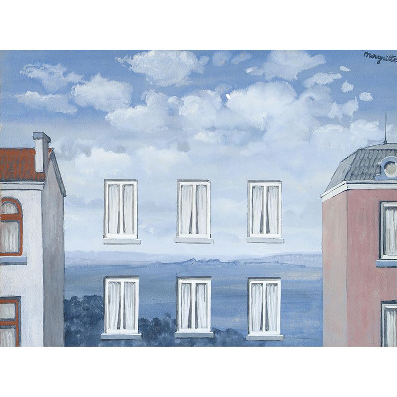 Surrealist LEtat De Veille Murals for Living Room Custom Wall Decoration in Blue-White
