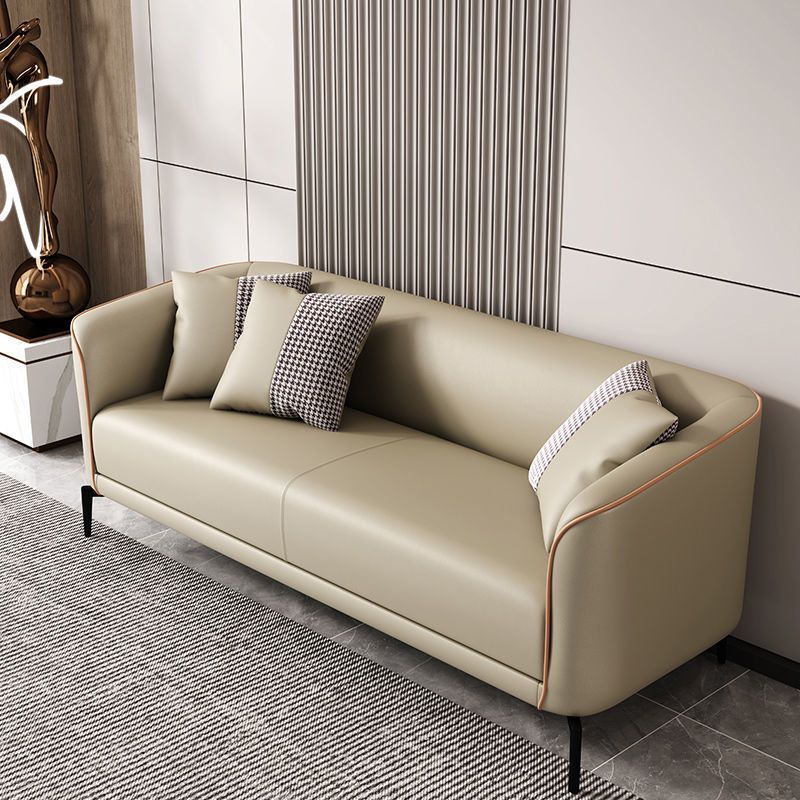 Faux Leather Sofa Tuxedo Arm Sofa 25.98" High for Apartment, Stain Resistant