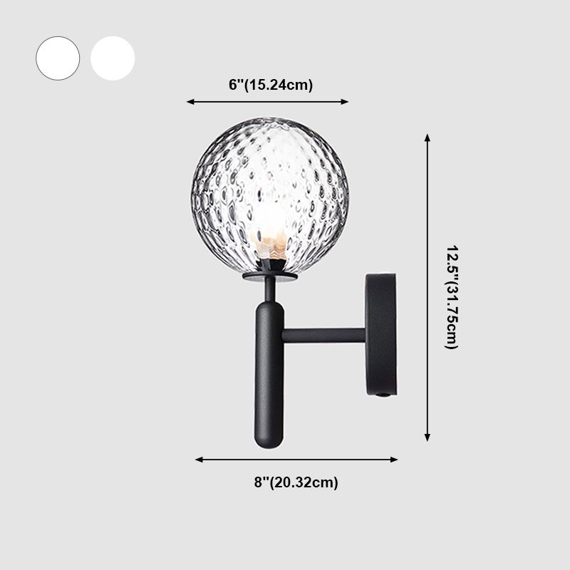 Modern Style Spherical Wall Mounted Lamps Glass 1 Light Wall Sconces