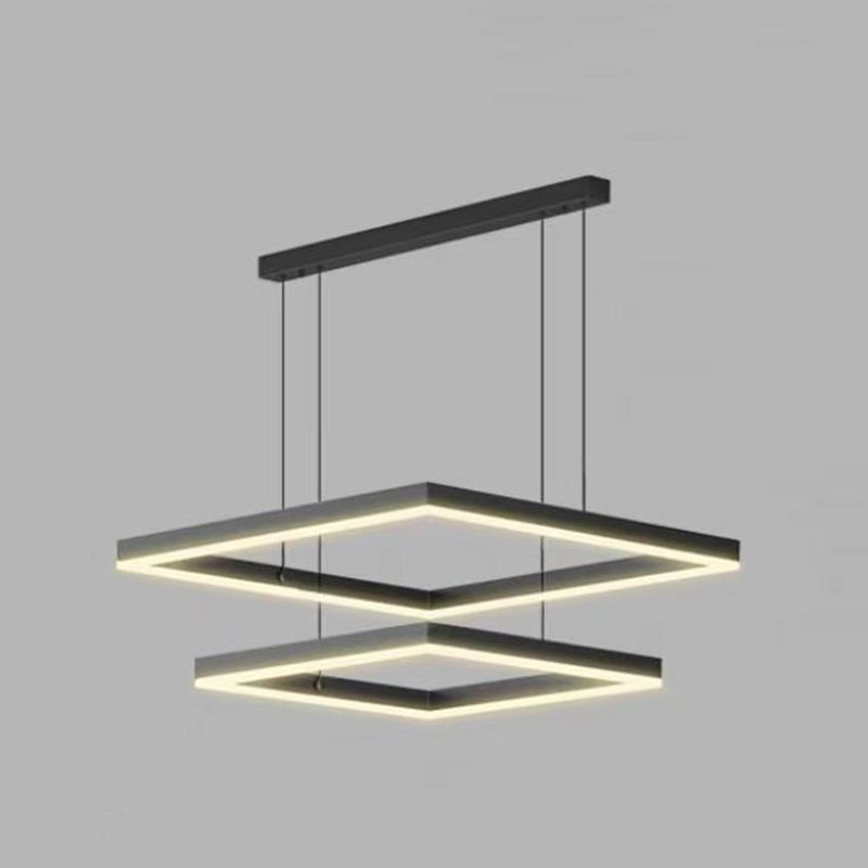 Layer LED Chandelier Lighting Simplicity Metal Black Pendant Light for Dining Room