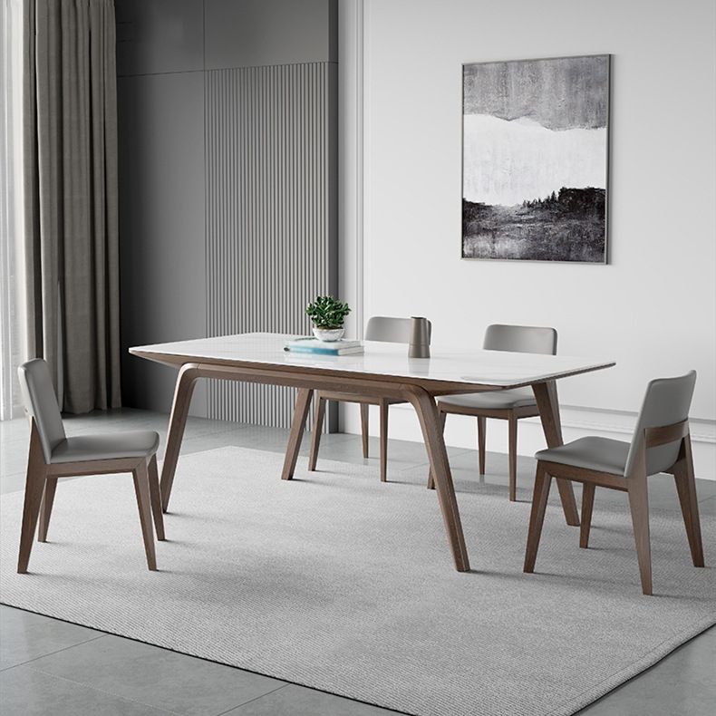 Modern Style Rectangle Table Set 1/2/3/4/5/7 Pieces Dining Set with Wood Legs