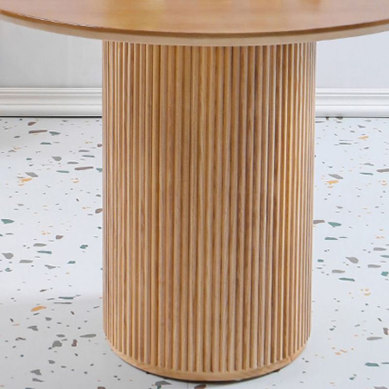 Modern Round Standard Height Dining Table Natural Base Pedestal Casual Dining Table