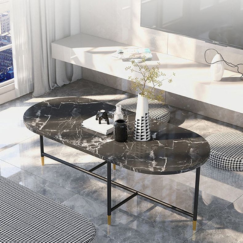 Round Marble Top Coffee Table Glam 4 Legs Coffee Cocktail Table