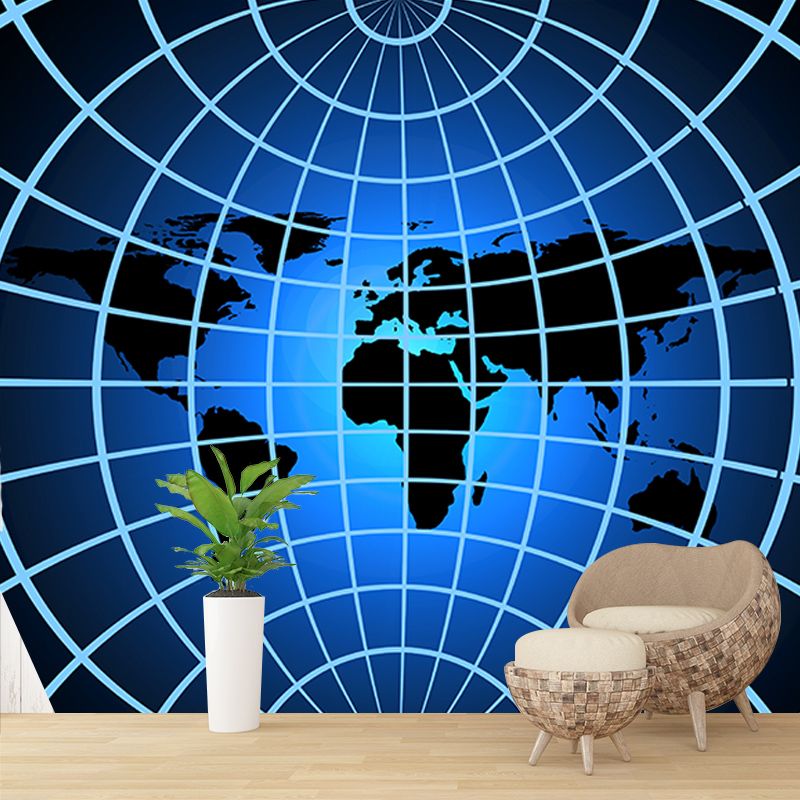 Simple Map Illustration Mural Stain Resistant for Dining Room Wall Decor, Made to Measure