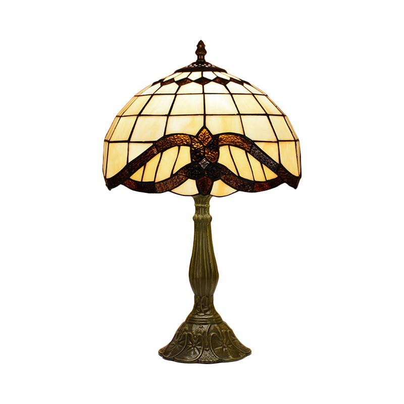 1 Glühbirnen handgefertigte Netznachtlampe Tiffany Bronze Buntglas Tischlicht für Schlafzimmer