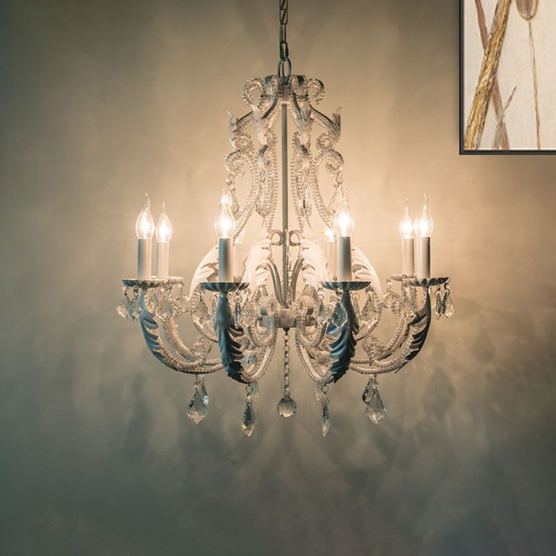 8 lumières Clear Crystal Chandelier Lighting Aymord Rustic Bandle Bedroom Suspension Lampe