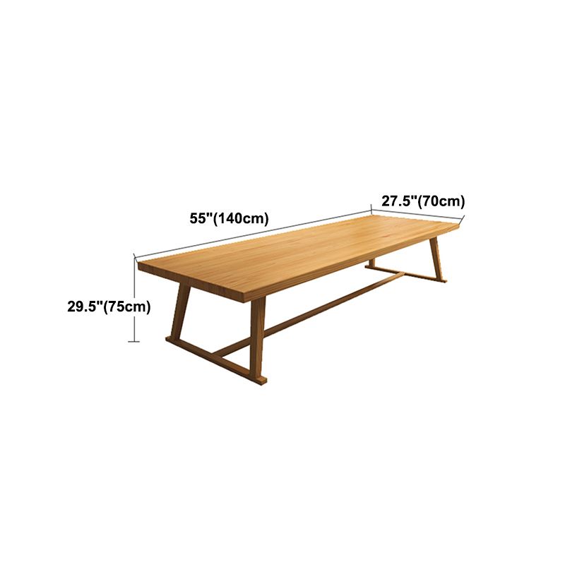 Modern Rectangle Furniture Pine Solid Wood Dining Site Table with Trestle Base