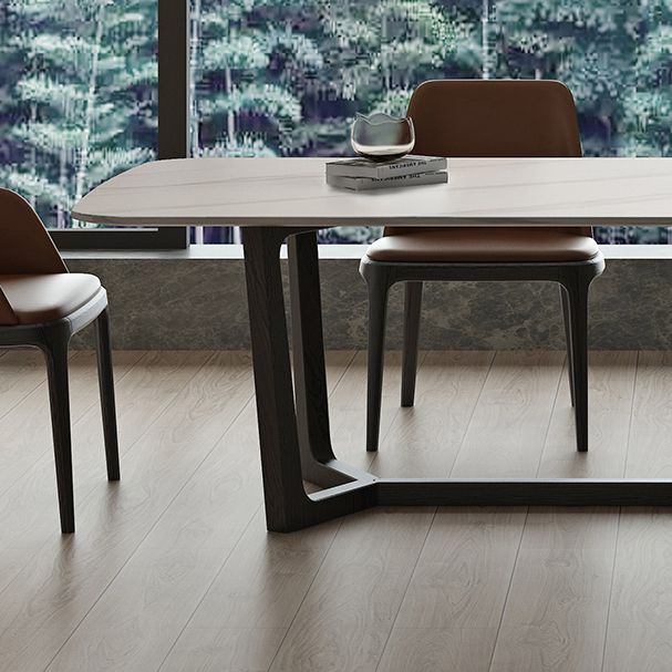 Industrial Sintered Stone Top Table Rectangle Table with Trestle Base