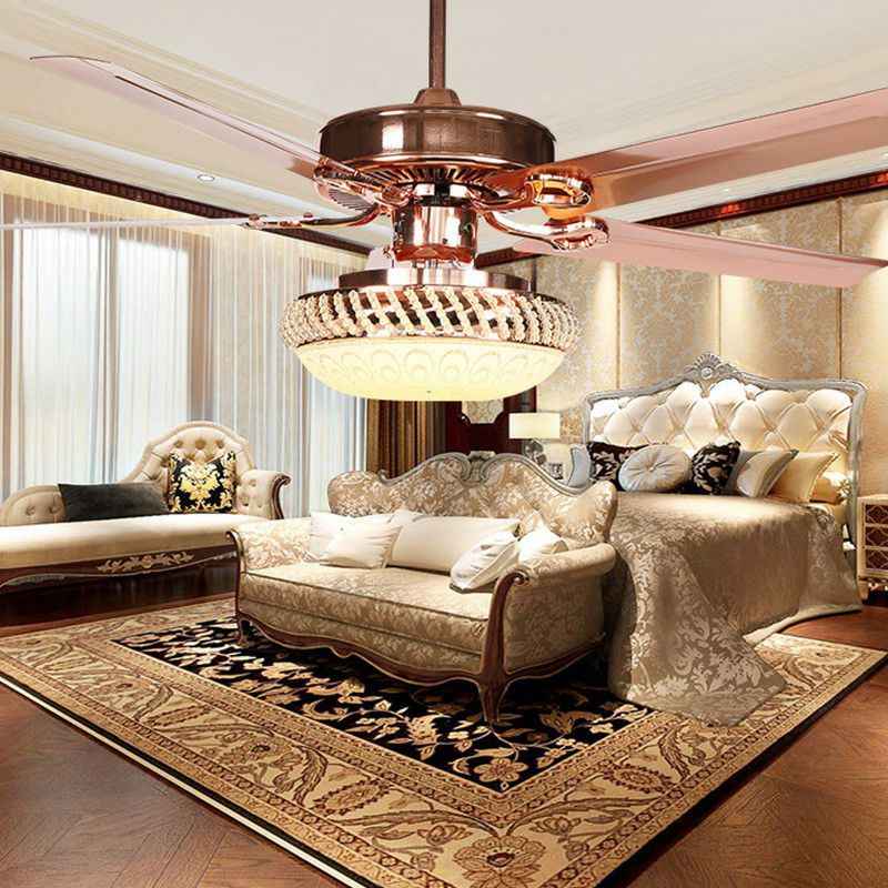 3 têtes suspendues à la lampe à fans vintage salon plafond semi-clush plafonnier avec bol