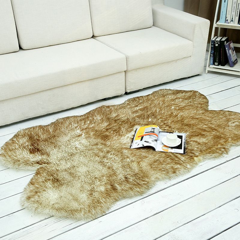 Shaggy Plain Rug Multi-Color Scandinavian Carpet Faux Fur Machine Washable Non-Slip Backing Pet Friendly Rug for Home