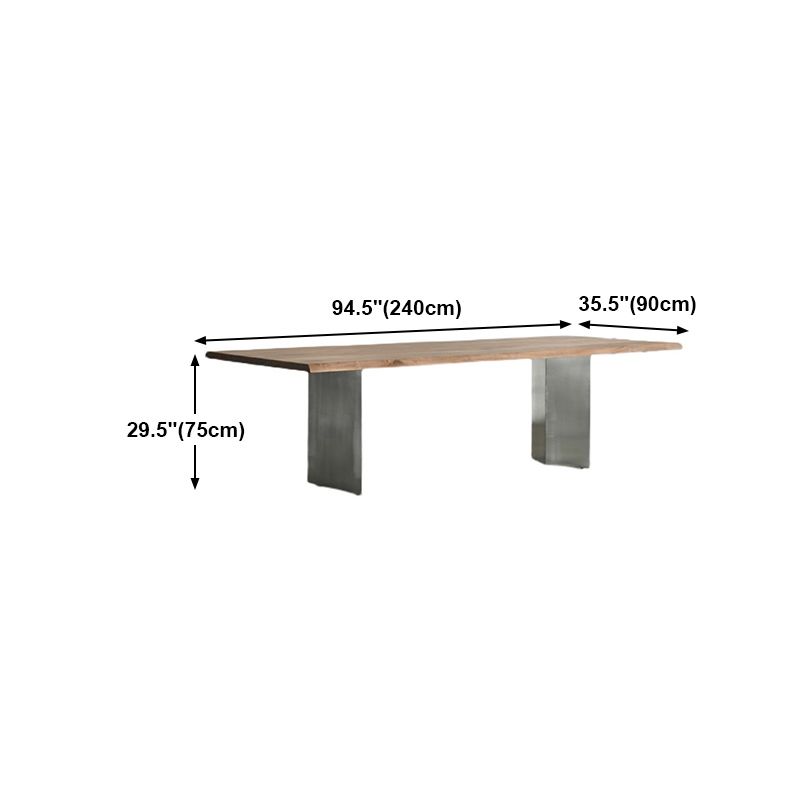 Rectangle Double Pedestal Luxury Dining Table Fixed Table with Solid Wood