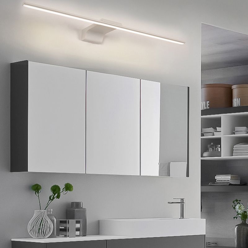 Acconde da muro di tonalità lineare a 1 luce moderna moderna illuminazione da parete specchio in stile semplice in bianco