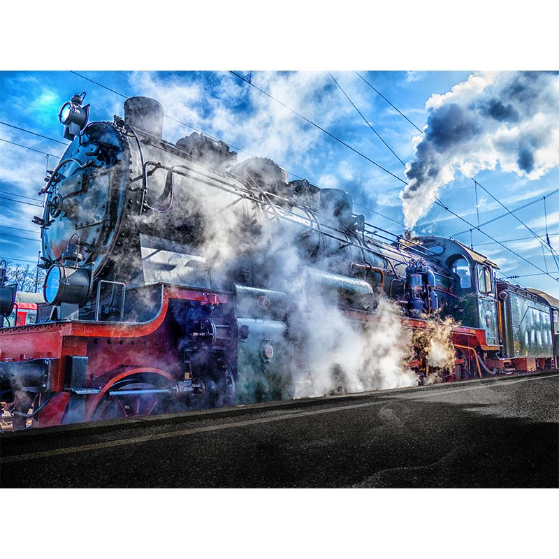 Vintage Train  Transportatin Mural Horizontal Illustration Decorative Wall Covering