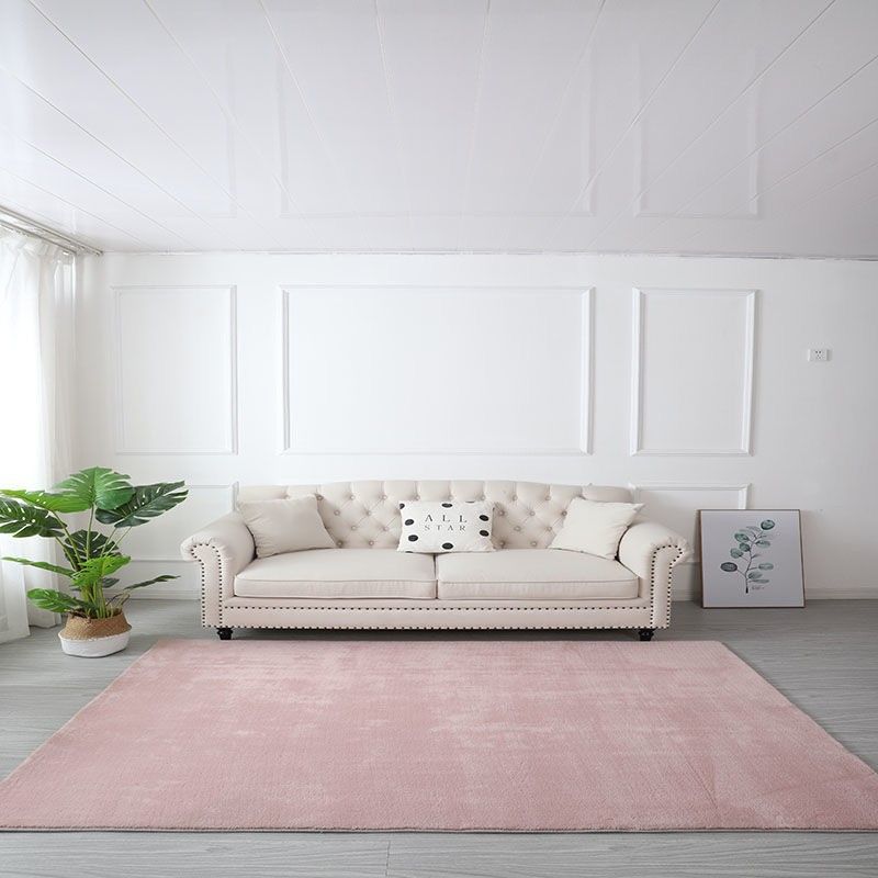 Villus Solid Color Rug Living Room Rectangle Shape Carpet Polyester Washable Area Rug