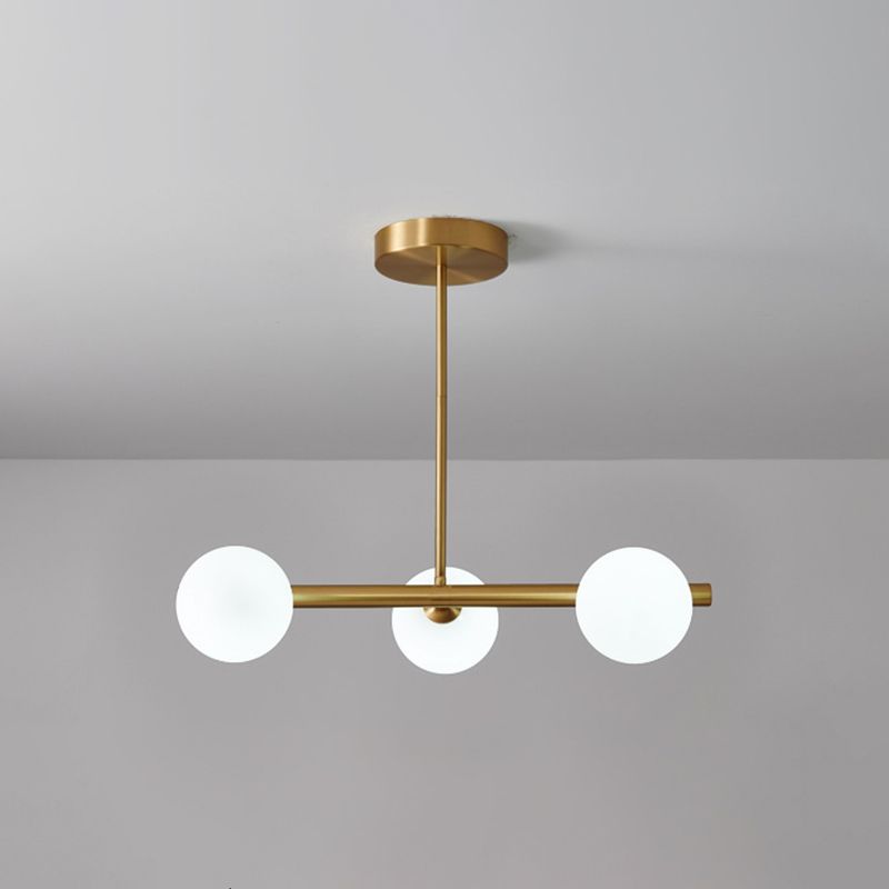 Glass Brass Island Light in Modern Creative Style Copper Globe Pendant Light for Dining Room