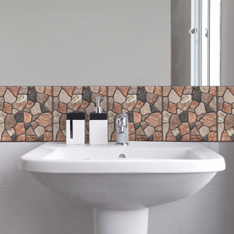Rural Pebbled Adhesive Wallpaper Panels Brown Bathroom Wall Covering, 12' L x 12" W