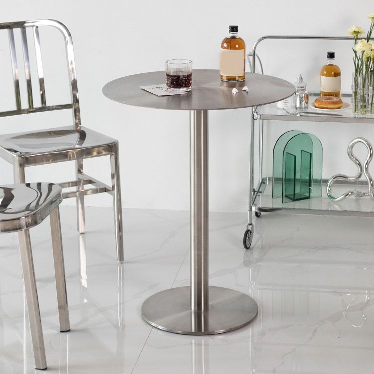 Mesa de comedor industrial mesa de acero inoxidable con base de pedestal para cocina