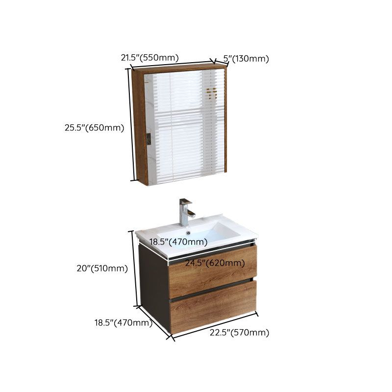 2 Drawers Vanity Wood Frame Freestanding Shelving Included Mirror Single Sink Vanity