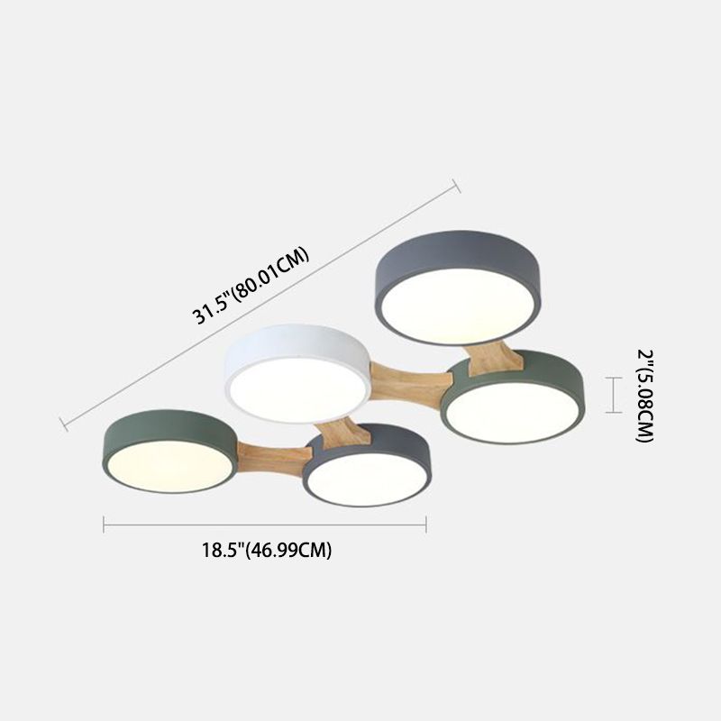 Plafonnier moléculaire en métal nordique pour salon, plafonnier LED en bois