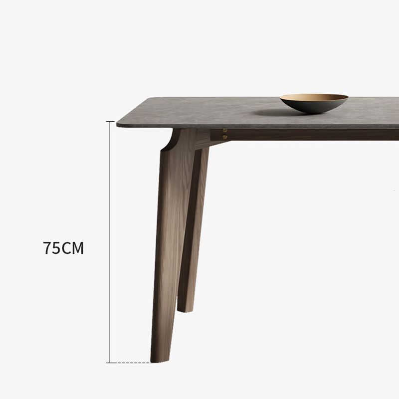 Modern 1/4/5/6 Pieces Rectangle Dining Set Sintered Stone Top Solid Wood Table Set