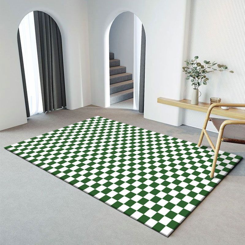 Modern Home Decoration Carpet Plaid Pattern Area Rug Polyester Non-Slip Backing Indoor Carpet