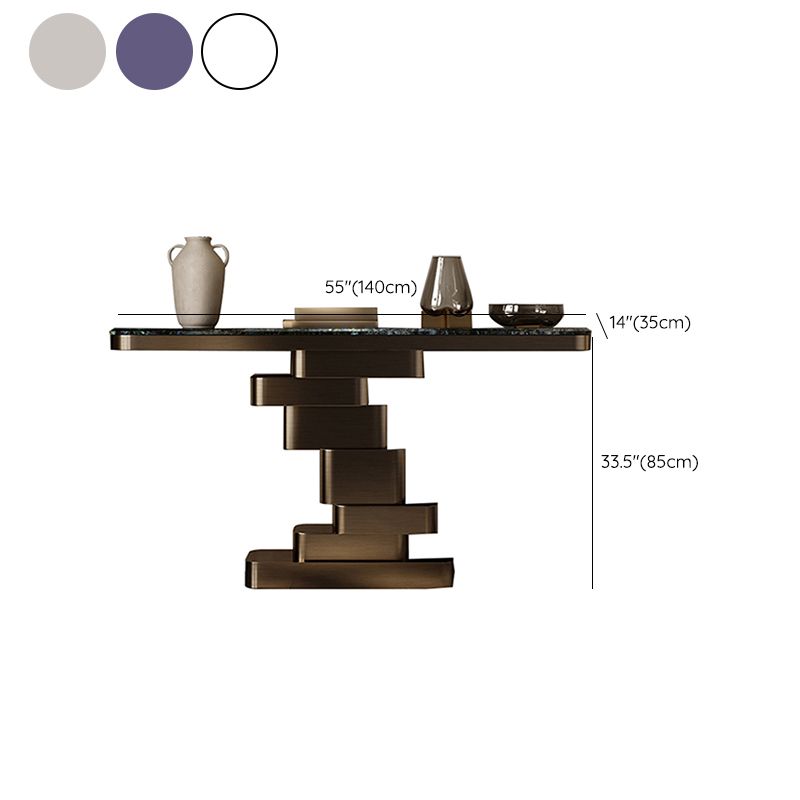 Glam Marble Console Accent Table with Rectangle Top for Hall