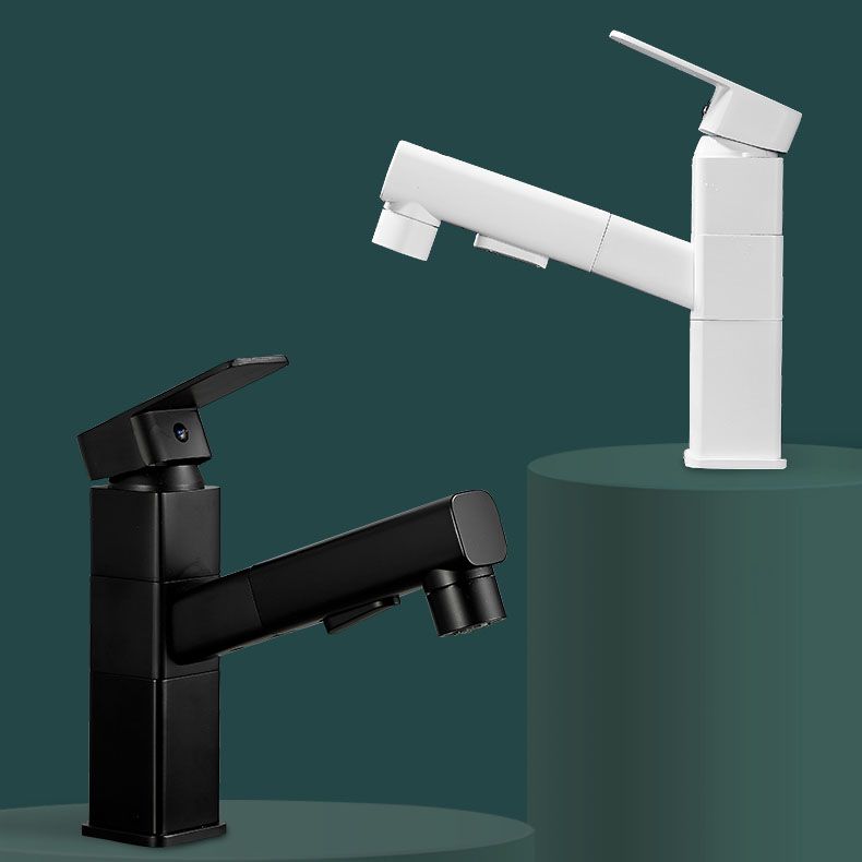 Bathroom Vessel Faucet Swivel Spout Single Handle Faucet with Pull down Sprayer