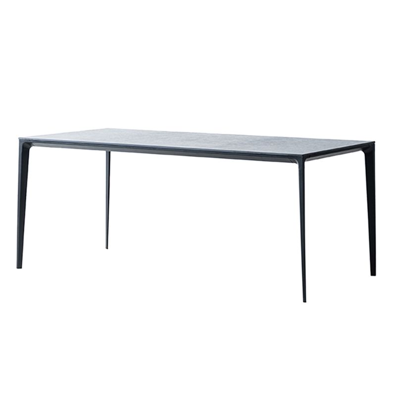 Grey Sintered Stone Top Dining Table Rectangle Table with Metal Base and 4 Legs
