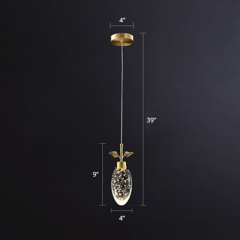 Seedy Crystal Fruit LED Pendant Light Simple Style Golden Suspension Lamp for Bedroom
