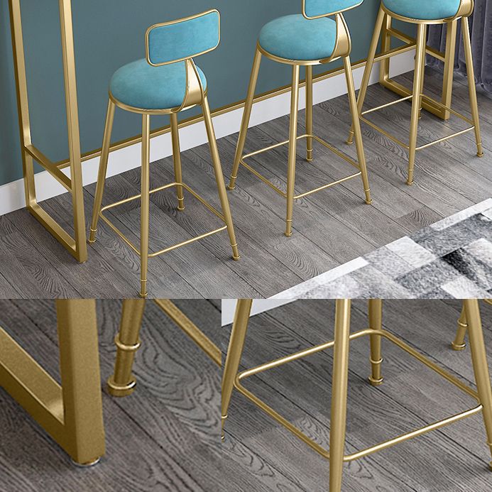 Moderne Rechteck -Bar Esstisch Weißer Tischhöhe mit Eisenbasis in Gold