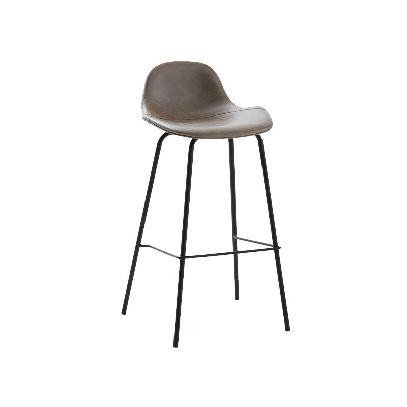 Modern Faux Leather Bar Stool Indoor Low Back Stool with Metal Legs