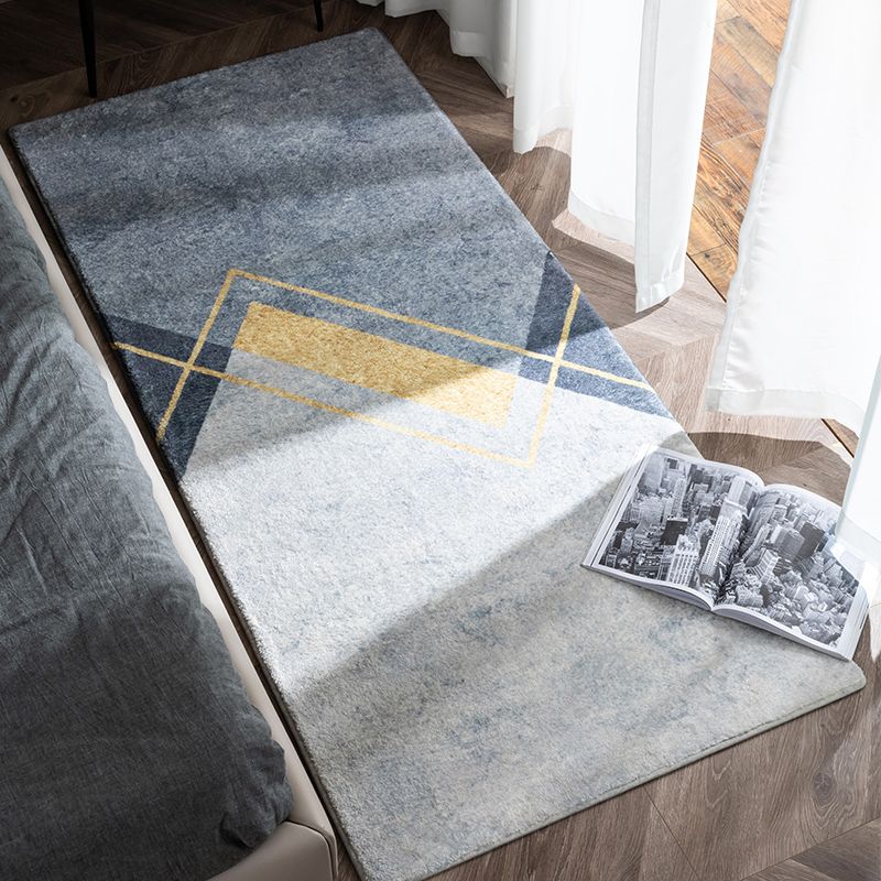 Modern geometrisch patroongebied Tapijtgrijs Grijs Polyester Area Tapijt Non-Slip Backing Rug voor slaapkamer