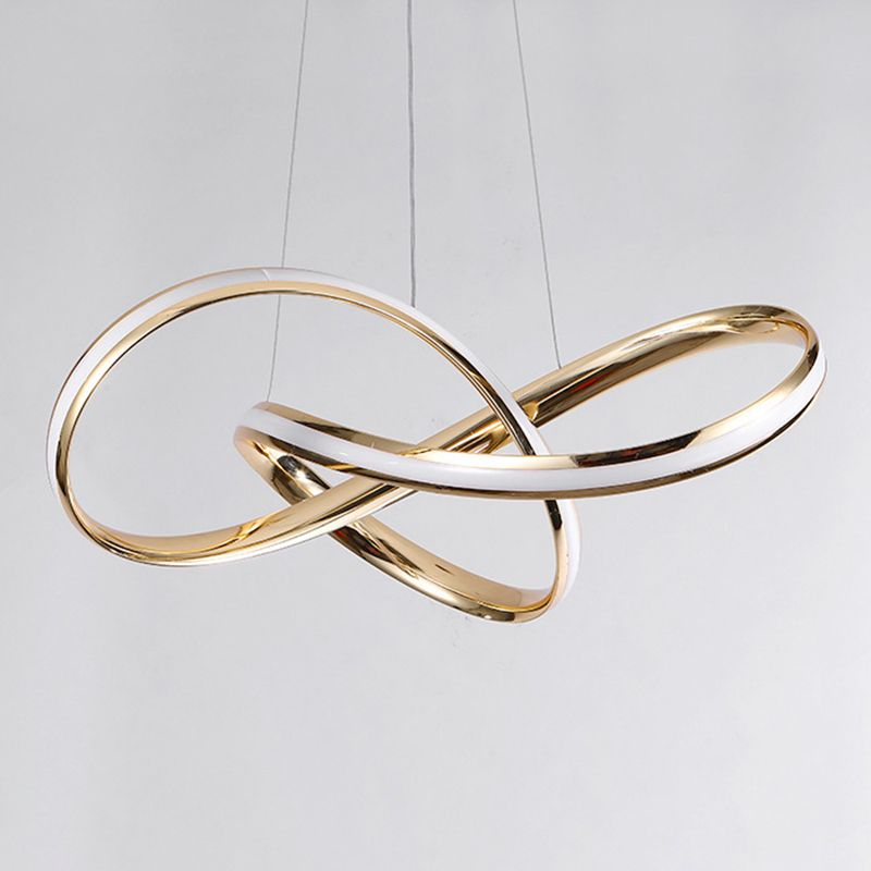 Acrylgold -LED -Anhänger Licht im modernen präzisen Stil Eisen linearer Kronleuchter für Innenräume