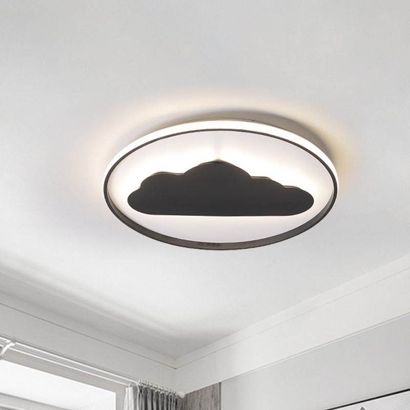 Acrylic Cloud Ceiling Flush Mount Contemporary LED Lighting Fixture in Black for Bedroom