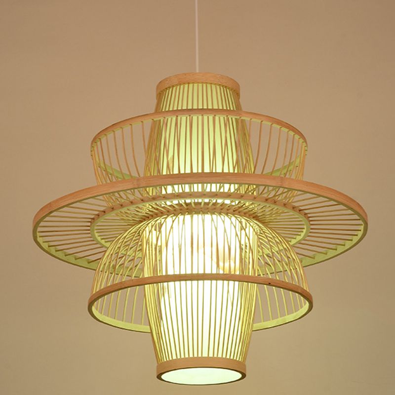 Chinesische Lotus -Anhänger Beleuchtungskörper Rattan Hanges Licht mit hängenden Kabel für das Restaurant