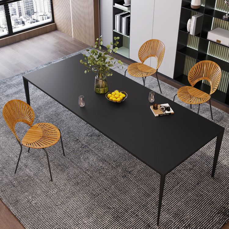 Black Stone Dining Table Contemporary Dining Table with 4 Legs