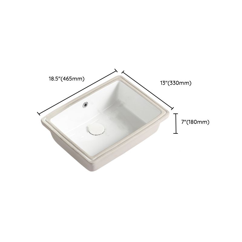 Traditional Undermount Vanity Sink Rectangular with Overflow and Drain Assembly Vessel