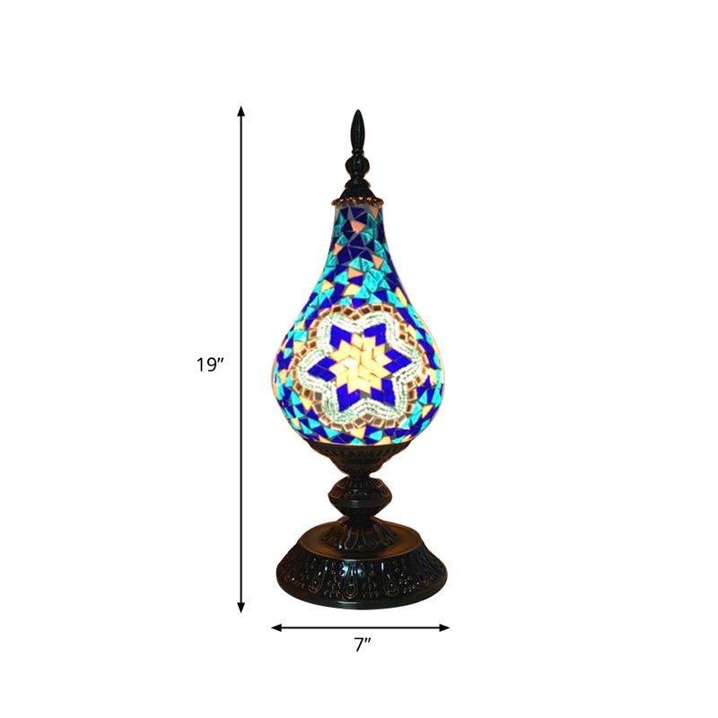 Lampe de Table LED en verre fabriquée à la main, Vintage, blanc/rouge/jaune, lampe de chevet en forme de larme pour chambre à coucher