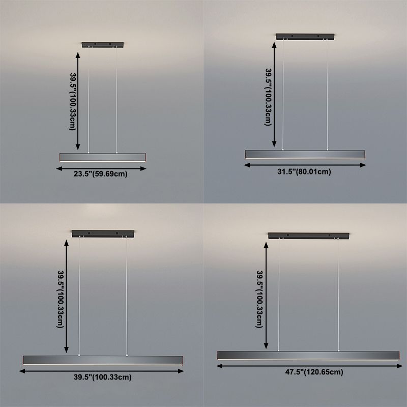 Modern Metal Island Lamp Linear 1-Light Restaurant Pendant Light with Acrylic Shade