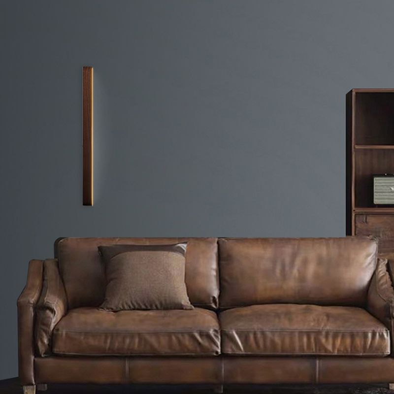 Linear Shade Wood Wall Sconce Modern Style Single Light Wall Mounted Light
