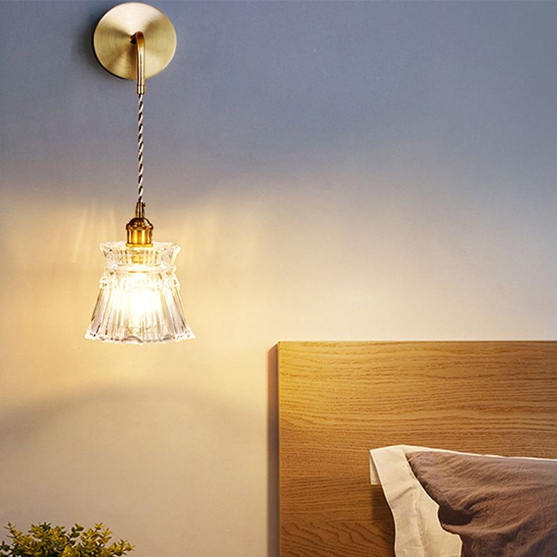 Modern Wall Light Fixture Geometric Wall Light Sconce with Glass Shade for Bedroom