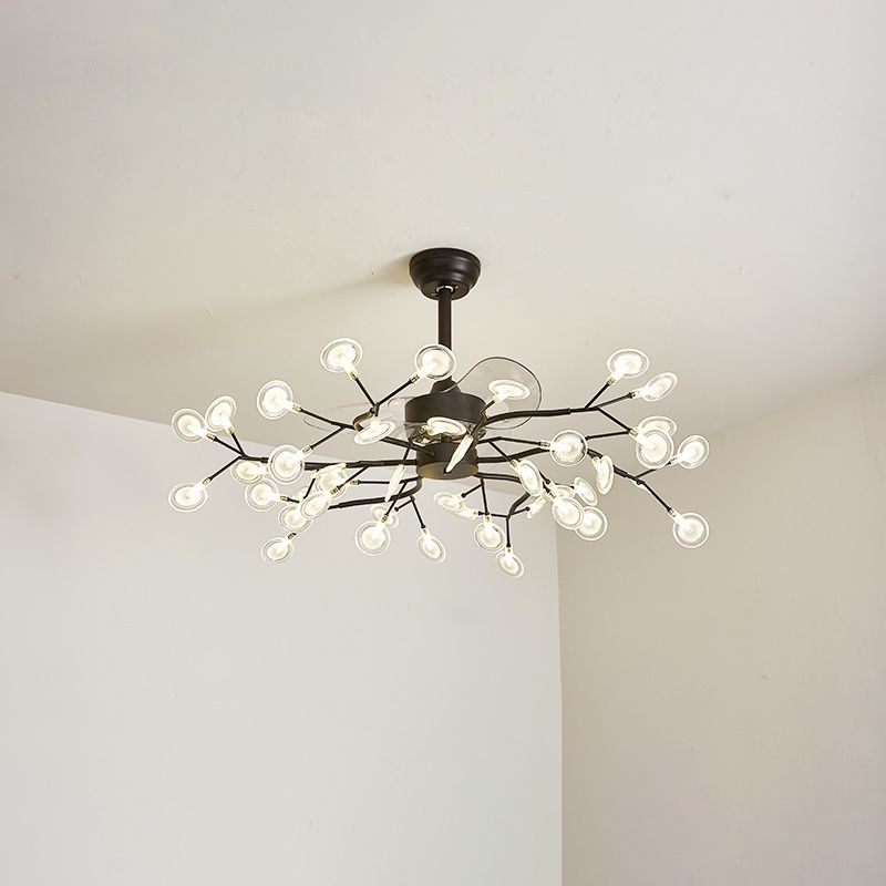 3-Blade Acryl Firefly Deckenlüfter Leicht minimalistische LED-Semi-Flush für Wohnzimmer