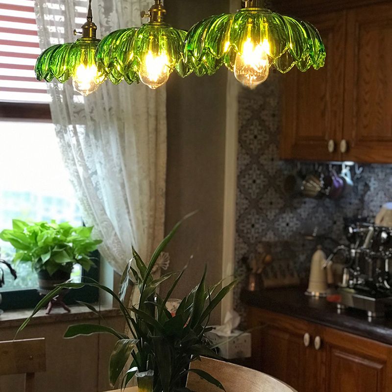 Lampada appesa a 1 luce delle viti, vetro a costola contemporanea lampada appesa