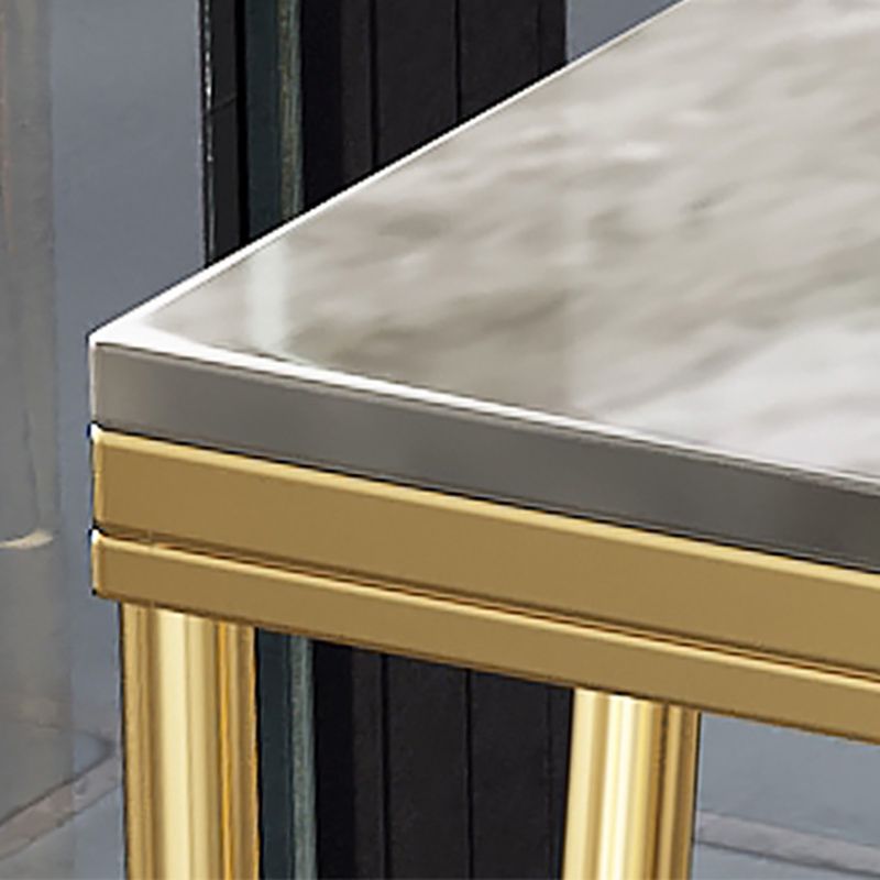 Stone Top Table Industrial Style Bistro Pub Table with Metal Legs