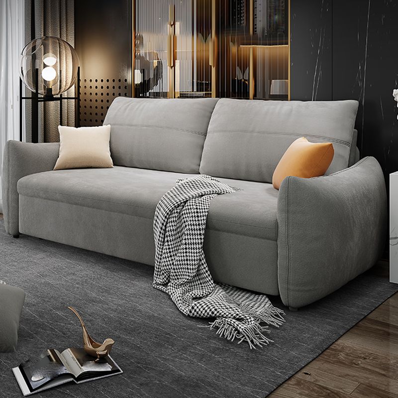 Contemporary Fabric Sofa Bed 34.65"H Square Arm Sofa Bed with Bolster Pillows,Gray